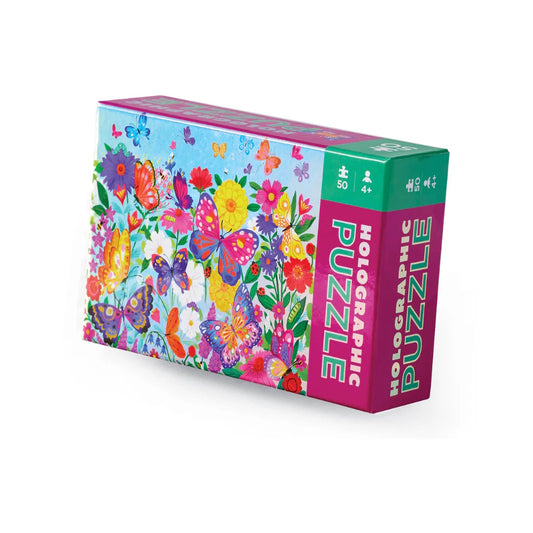 Crocodile Creek 50 Piece Holographic Puzzle - Butterfly Garden