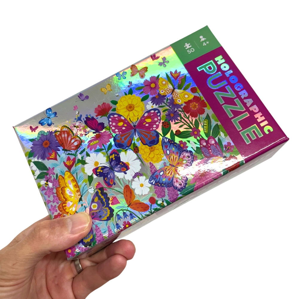 Crocodile Creek 50 Piece Holographic Puzzle - Butterfly Garden