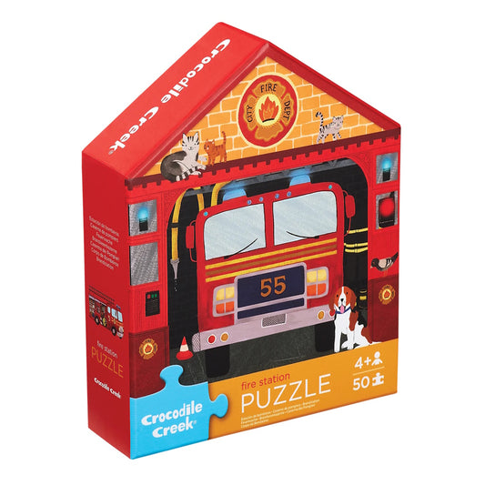 Crocodile Creek 50 Piece Flat House Puzzle - Fire Station