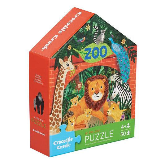 Crocodile Creek 50 Piece Flat House Puzzle - At the Zoo