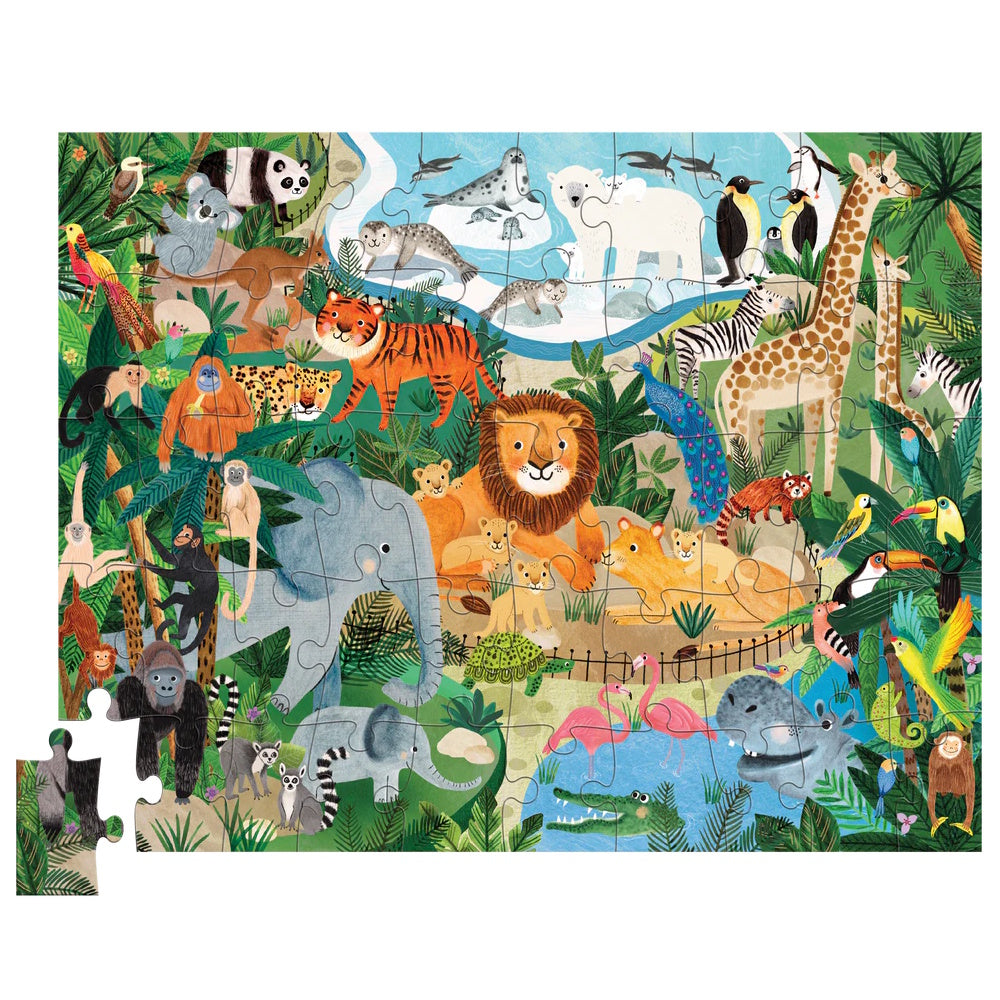 Crocodile Creek 50 Piece Flat House Puzzle - At the Zoo
