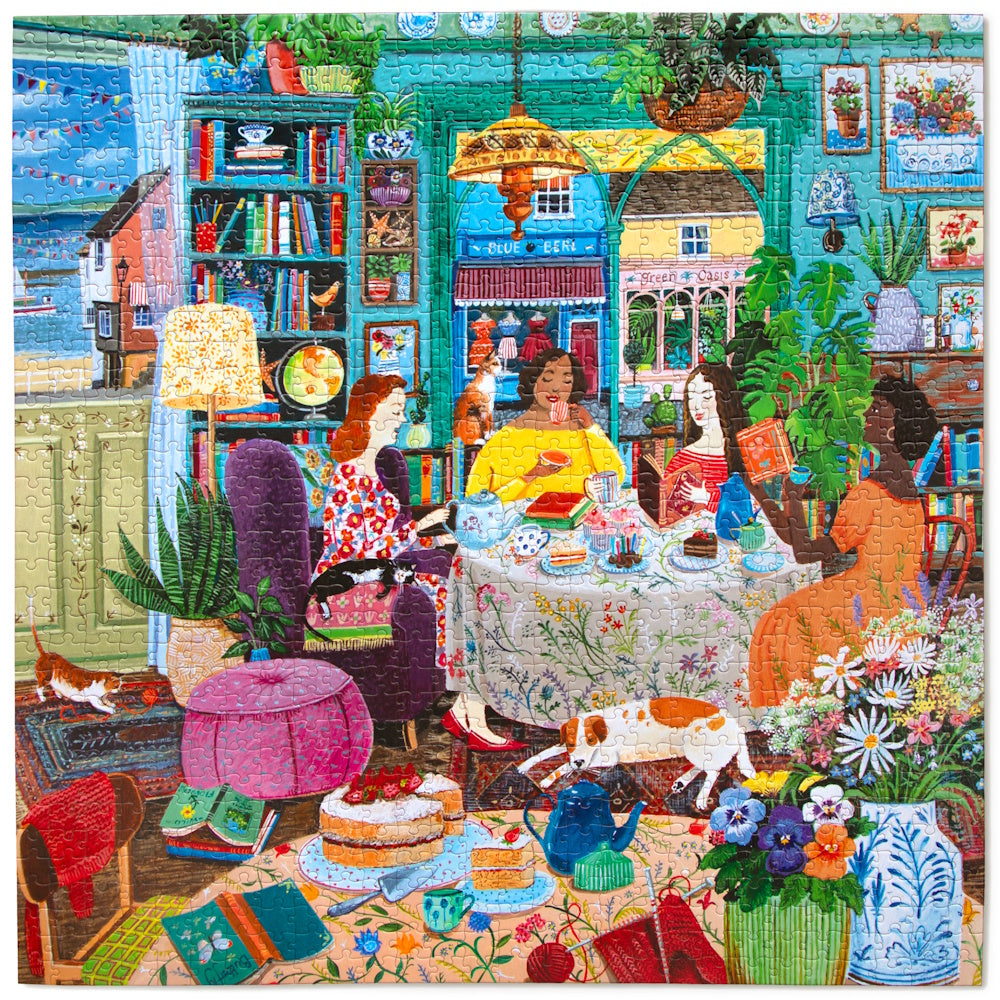 eeBoo 1000 Piece Puzzle - Books & Tea by the Sea