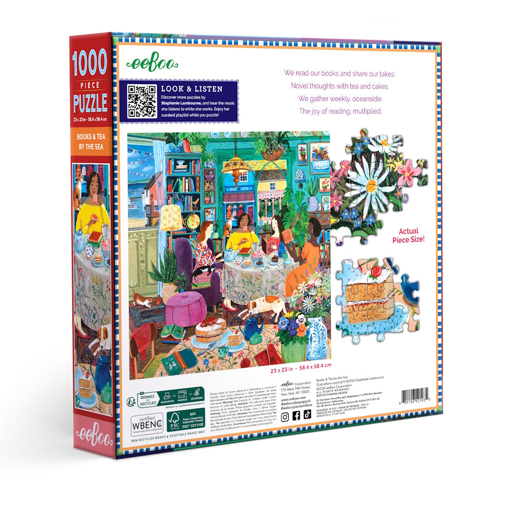 eeBoo 1000 Piece Puzzle - Books & Tea by the Sea