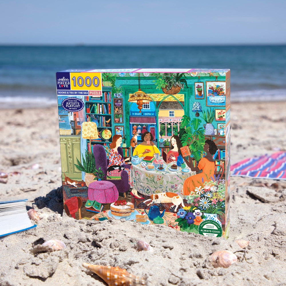 eeBoo 1000 Piece Puzzle - Books & Tea by the Sea