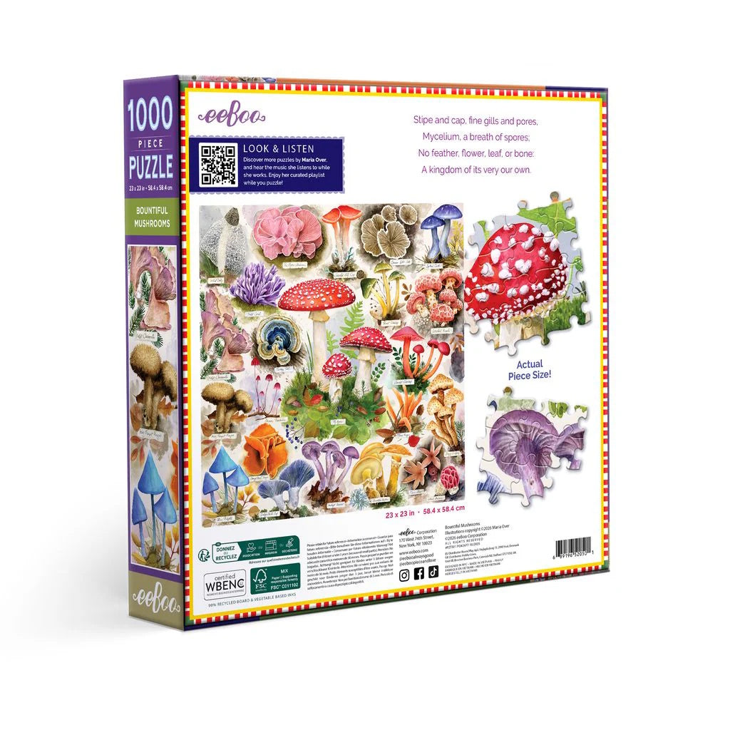eeBoo 1000 Piece Puzzle - Bountiful Mushrooms