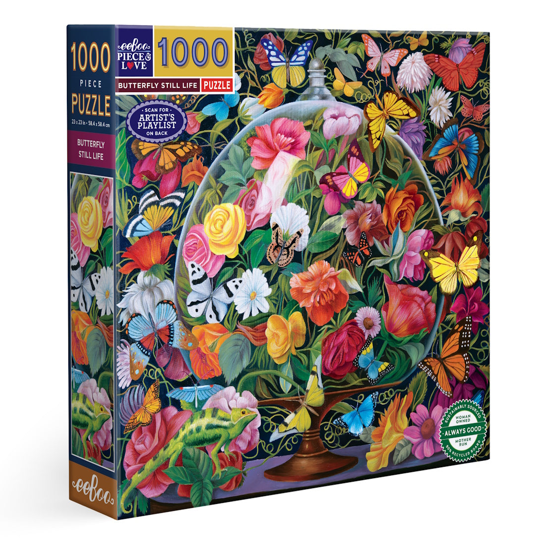 eeBoo 1000 Piece Puzzle - Butterfly Still Life