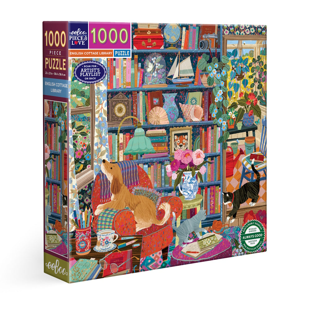 eeBoo 1000 Piece Puzzle - English Cottage Library
