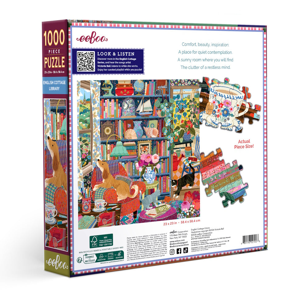 eeBoo 1000 Piece Puzzle - English Cottage Library