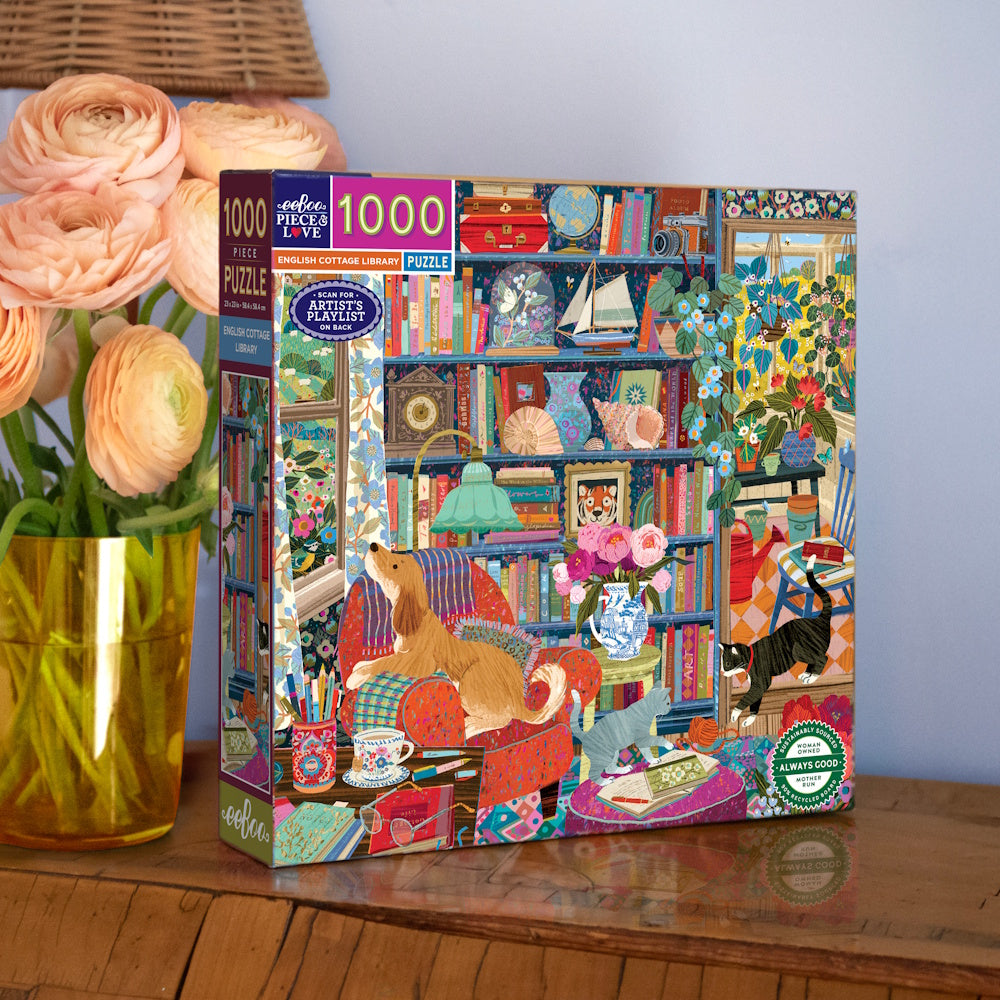 eeBoo 1000 Piece Puzzle - English Cottage Library