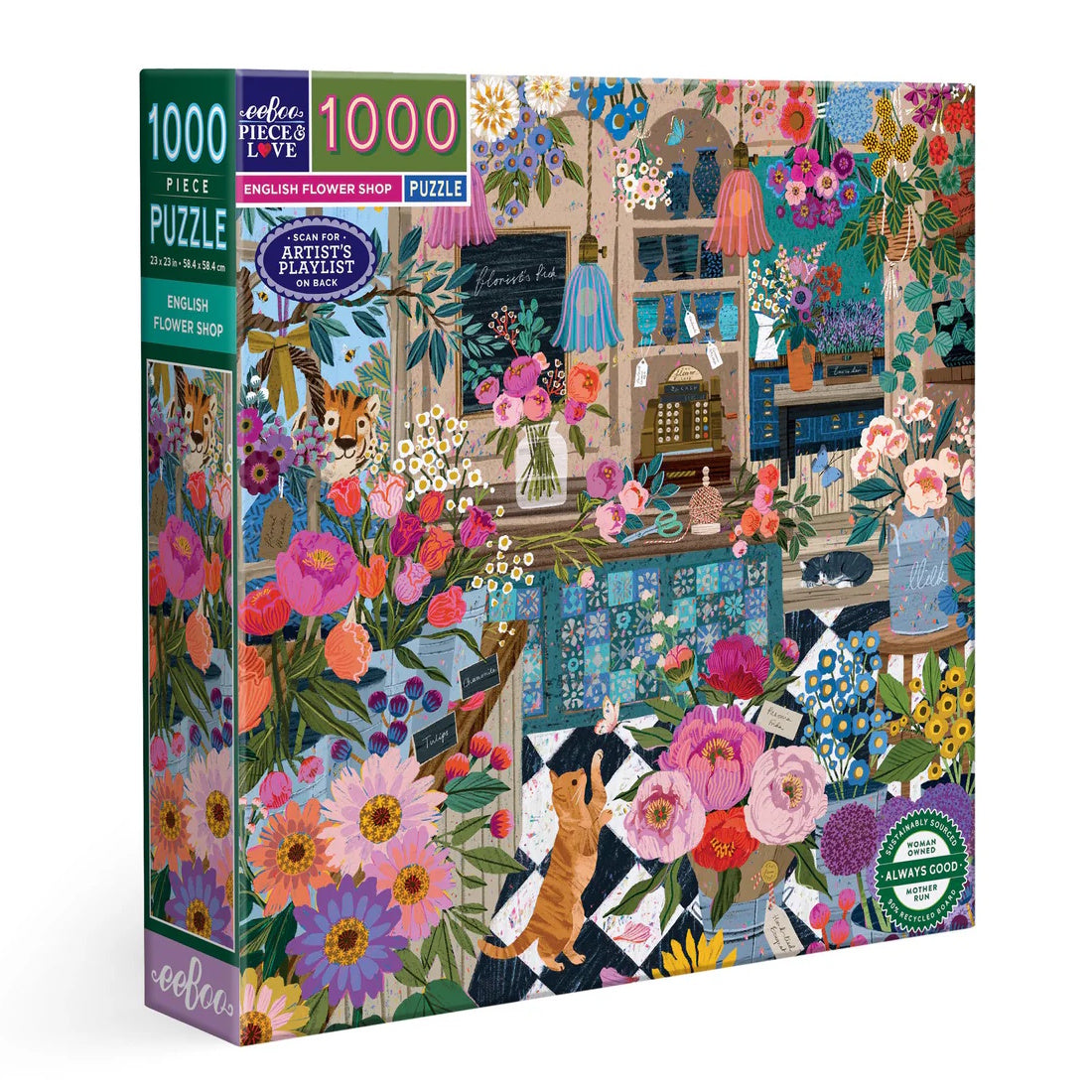eeBoo 1000 Piece Puzzle - English Flower Shop