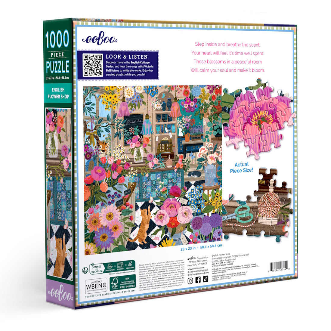 eeBoo 1000 Piece Puzzle - English Flower Shop