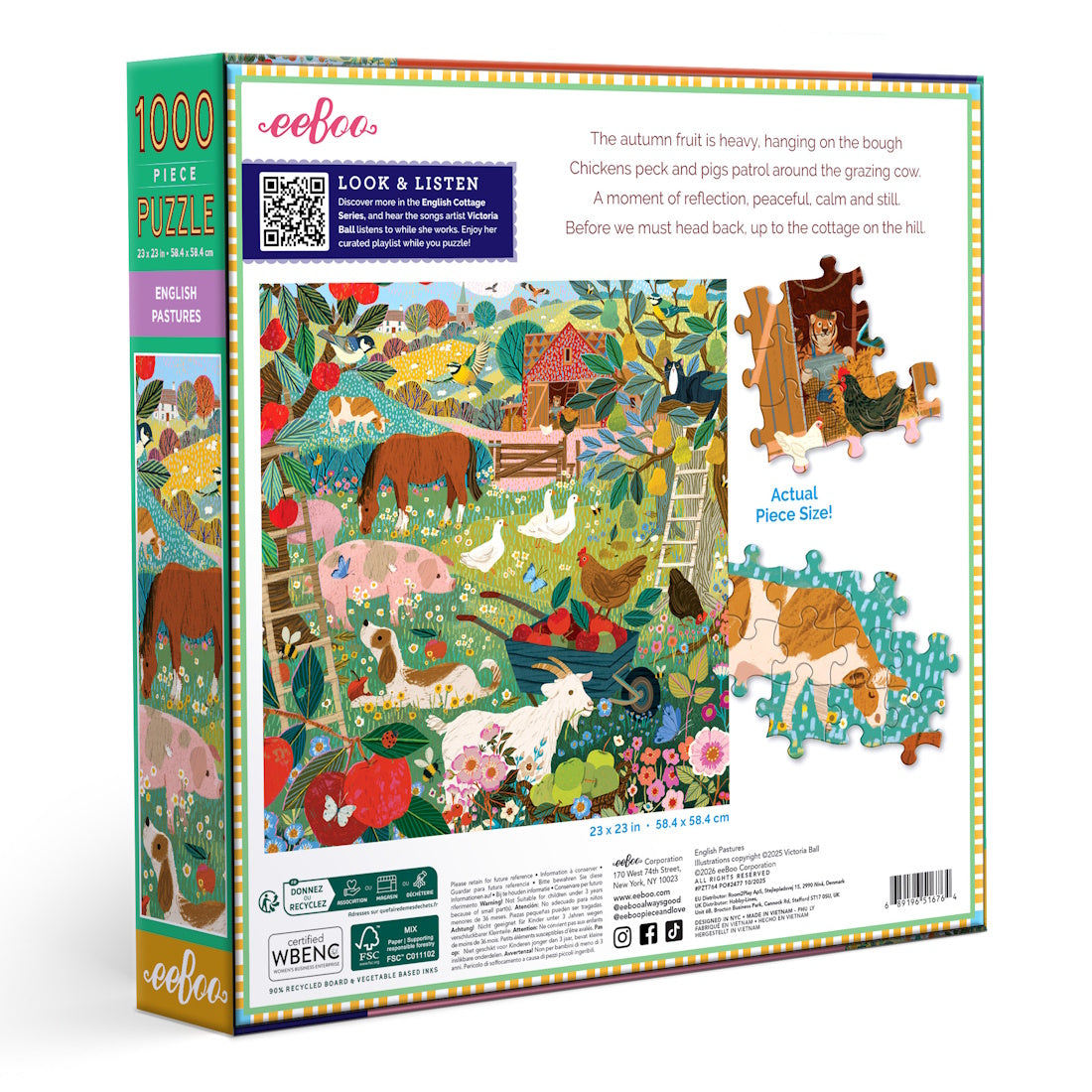 eeBoo 1000 Piece Puzzle - English Pastures