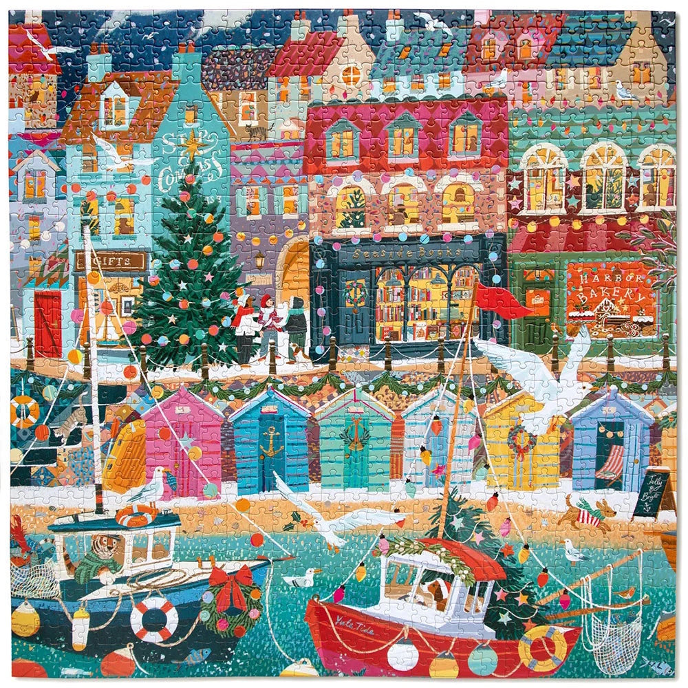 eeBoo 1000 Piece Puzzle - English Seaside Christmas