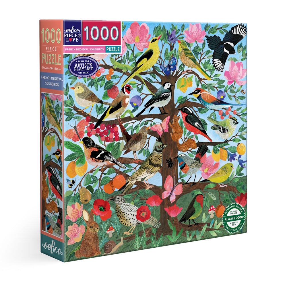 eeBoo 1000 Piece Puzzle - French Medieval Songbirds