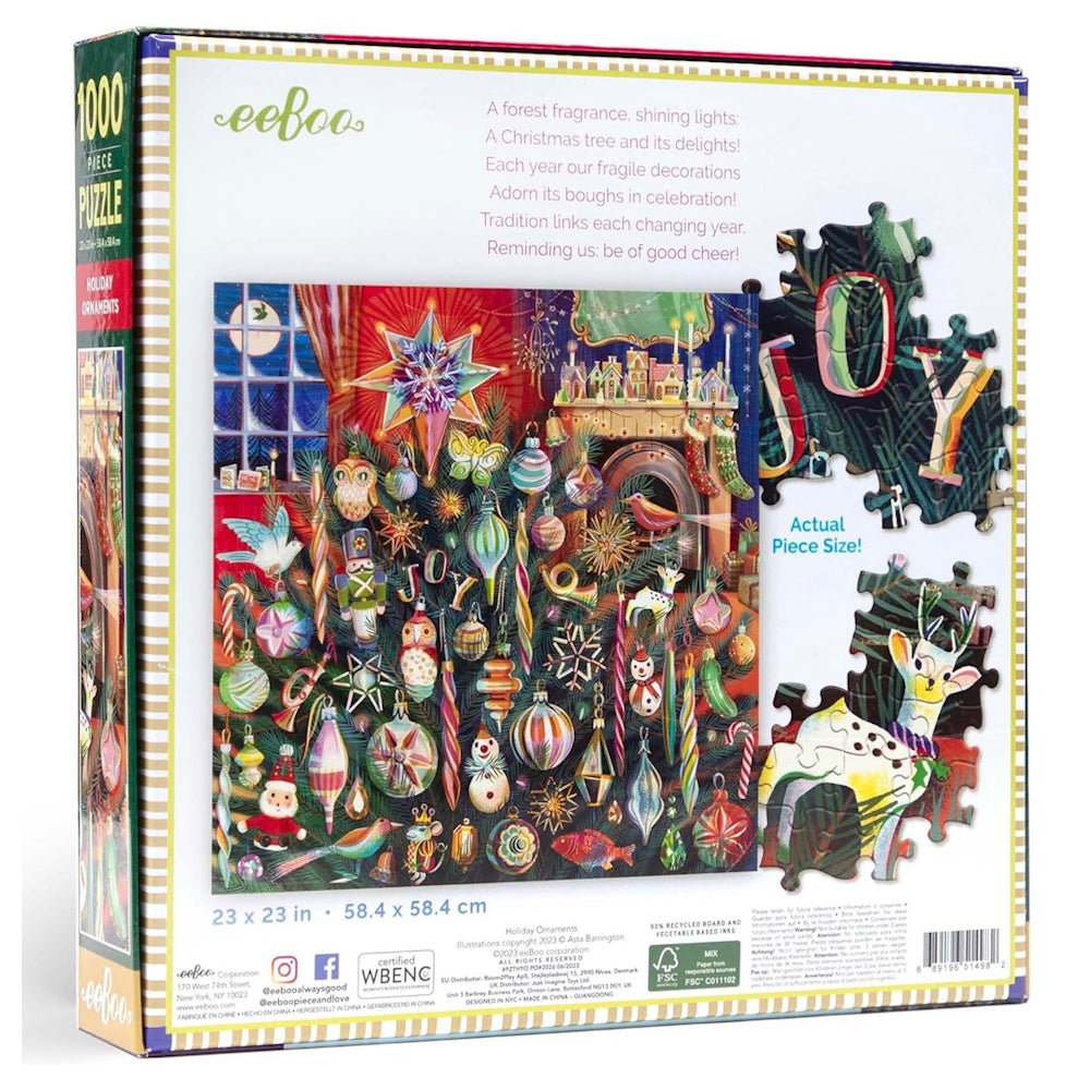 eeBoo Holiday Ornaments 1000 Piece Puzzle