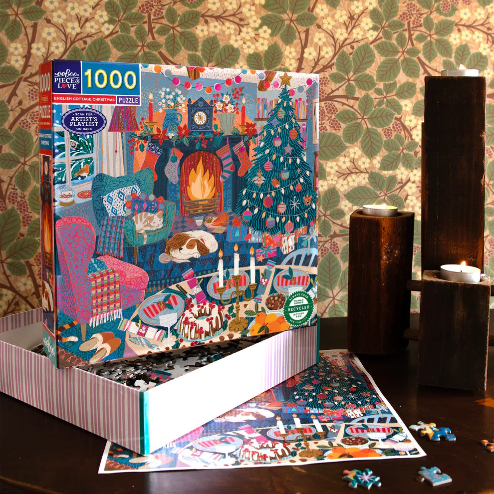 eeBoo 1000 Piece Puzzle - English Christmas Cottage