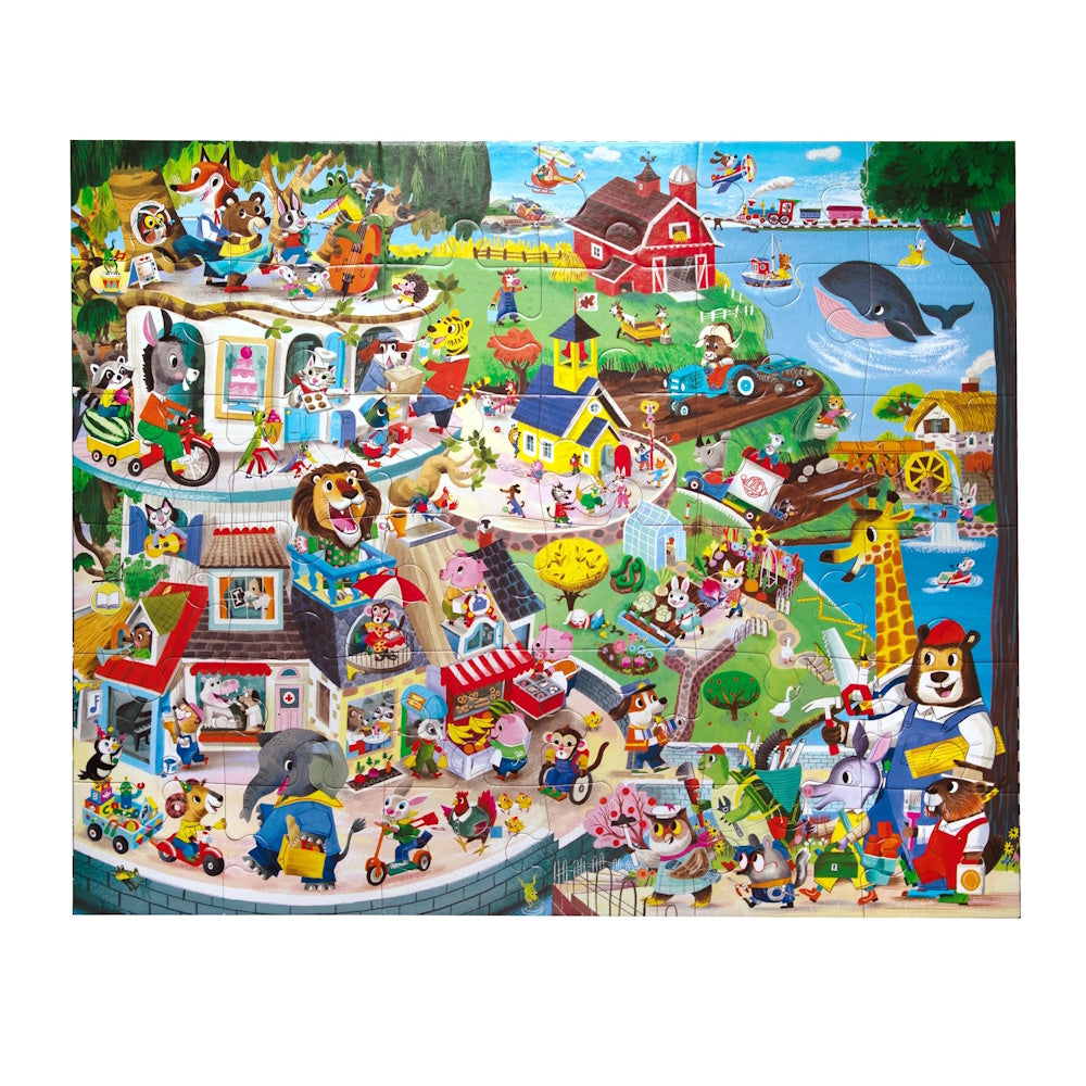 eeBoo Friendly Town 36 Piece Giant Puzzle