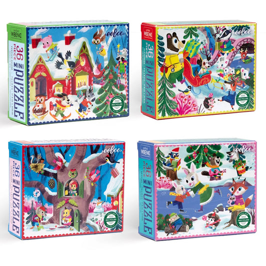 eeBoo Woodland Christmas 36 Piece Mini Puzzle