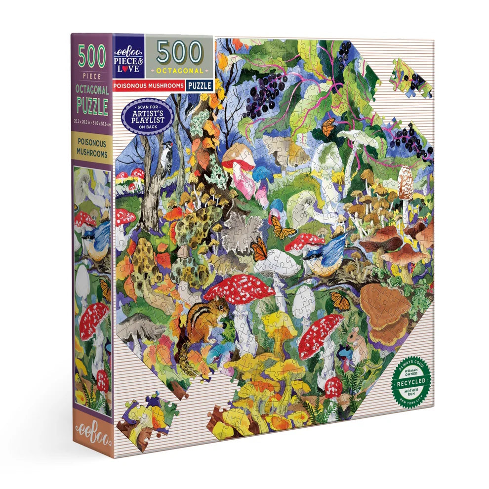 eeBoo Poisonous Mushrooms 500 Piece Octagonal Puzzle