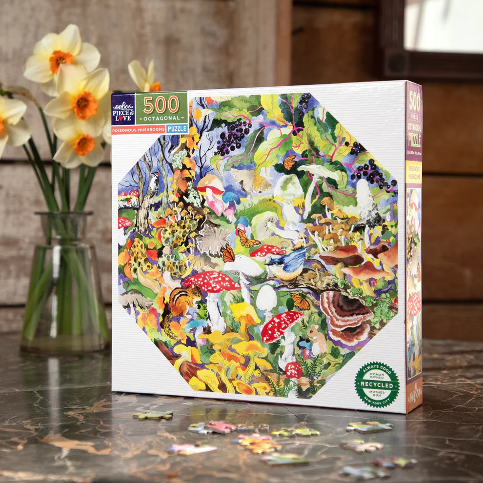 eeBoo Poisonous Mushrooms 500 Piece Octagonal Puzzle