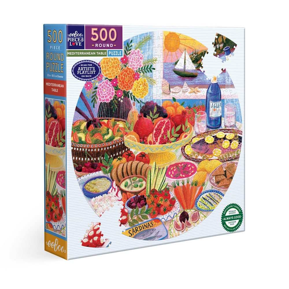 eeBoo 500 Piece Round Puzzle - Mediterranean Table