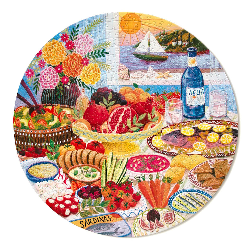 eeBoo 500 Piece Round Puzzle - Mediterranean Table
