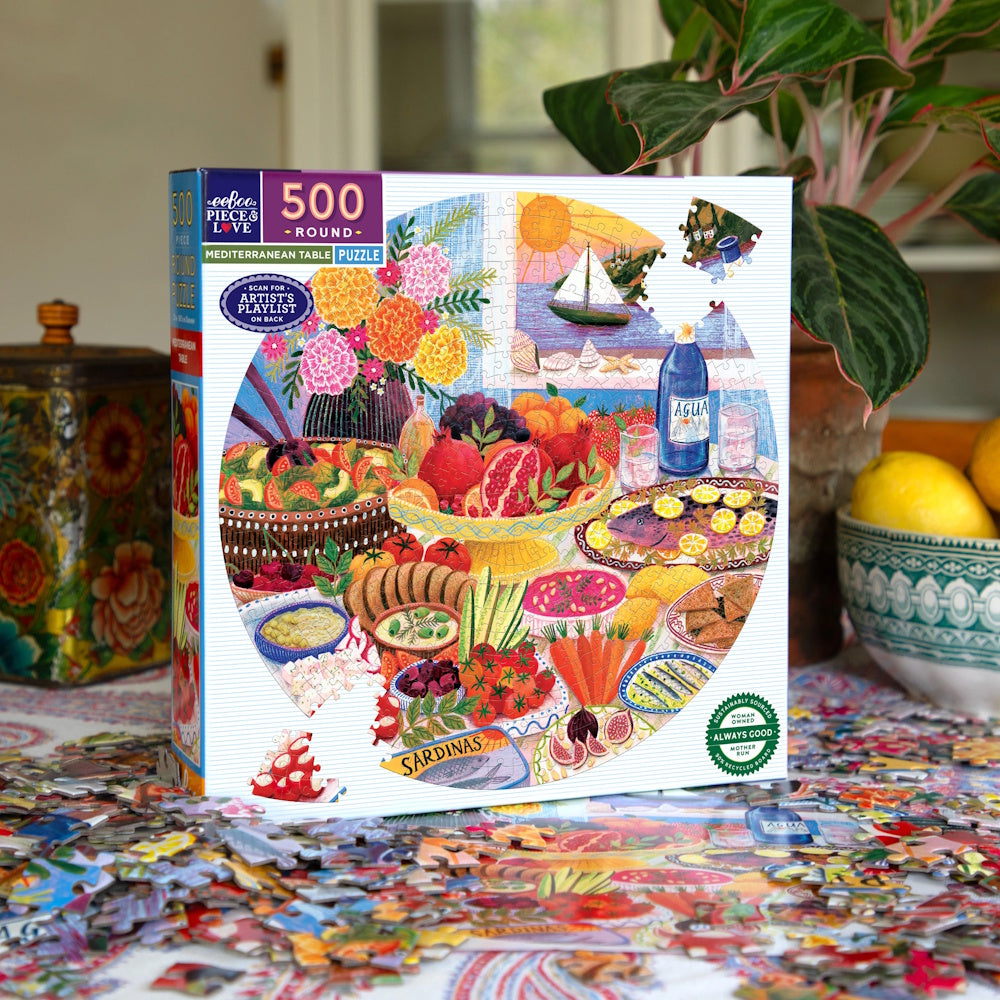 eeBoo 500 Piece Round Puzzle - Mediterranean Table