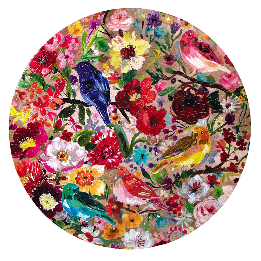 eeBoo Birds & Blossoms 500 Piece Round Puzzle