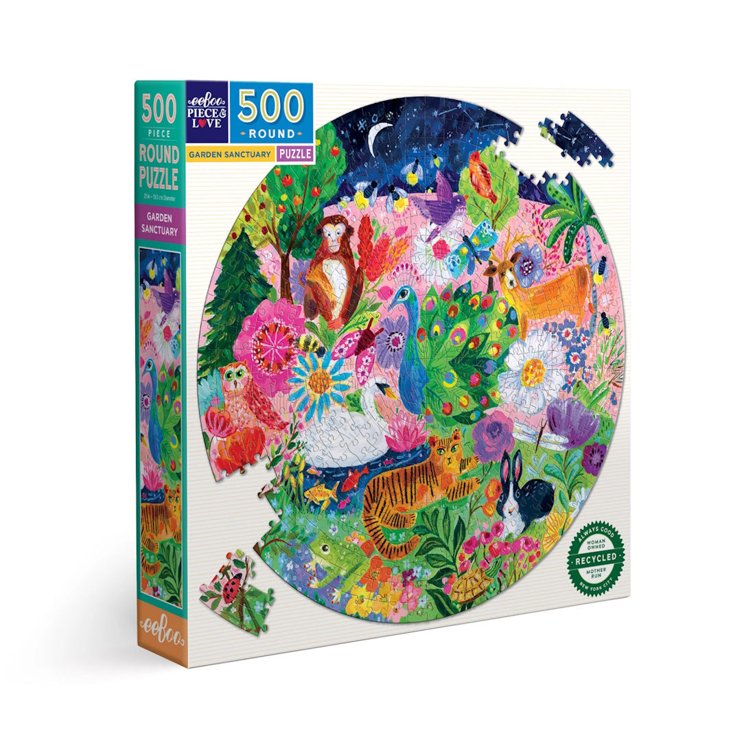 eeBoo Garden Sanctuary 500 Piece Round Puzzle