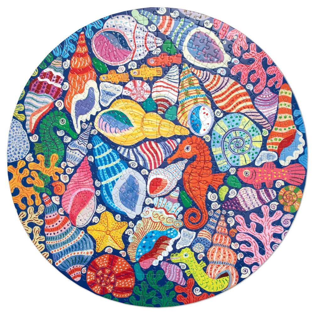 eeBoo 500 Piece Round Puzzle - Seahorses, Shells & Coral