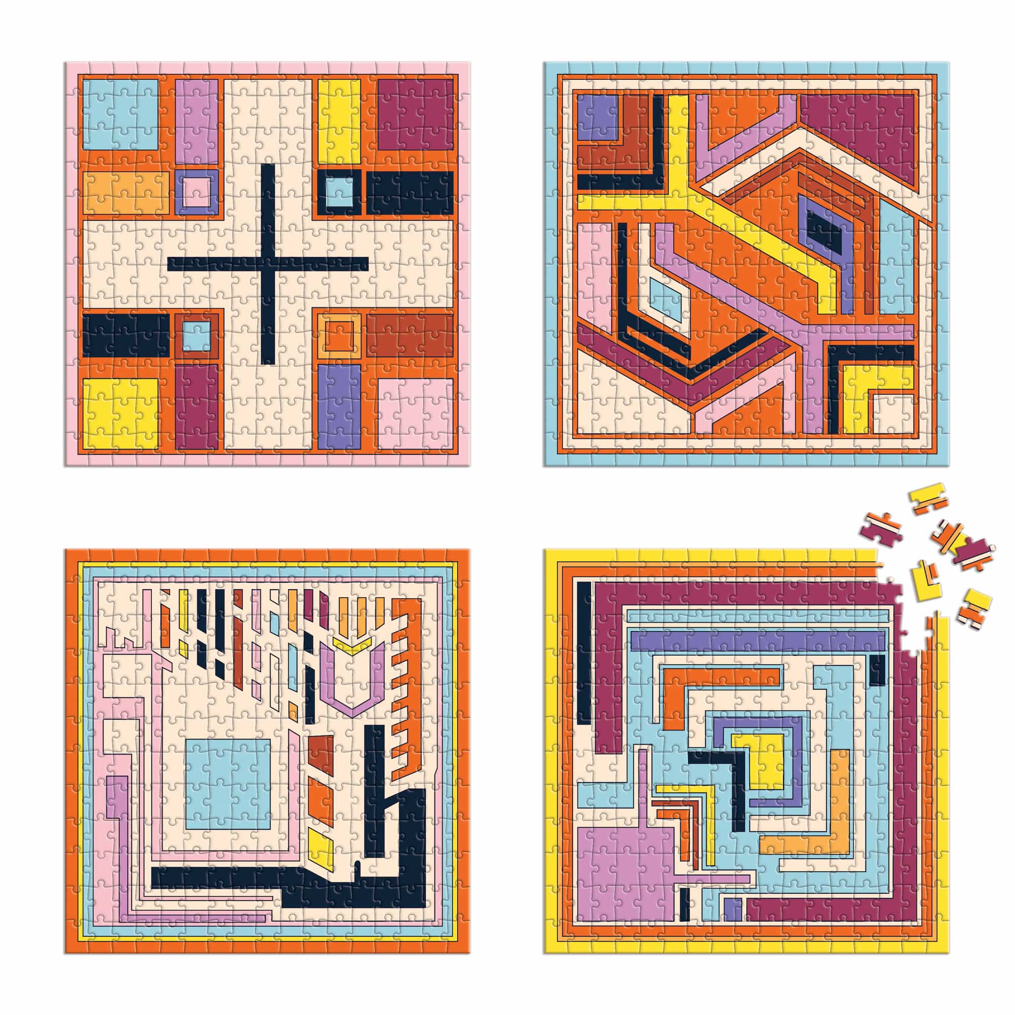 Textile Blocks Modern Frank Lloyd Wright Textile Blocks Set of 4 Puzzles – The Jigstore