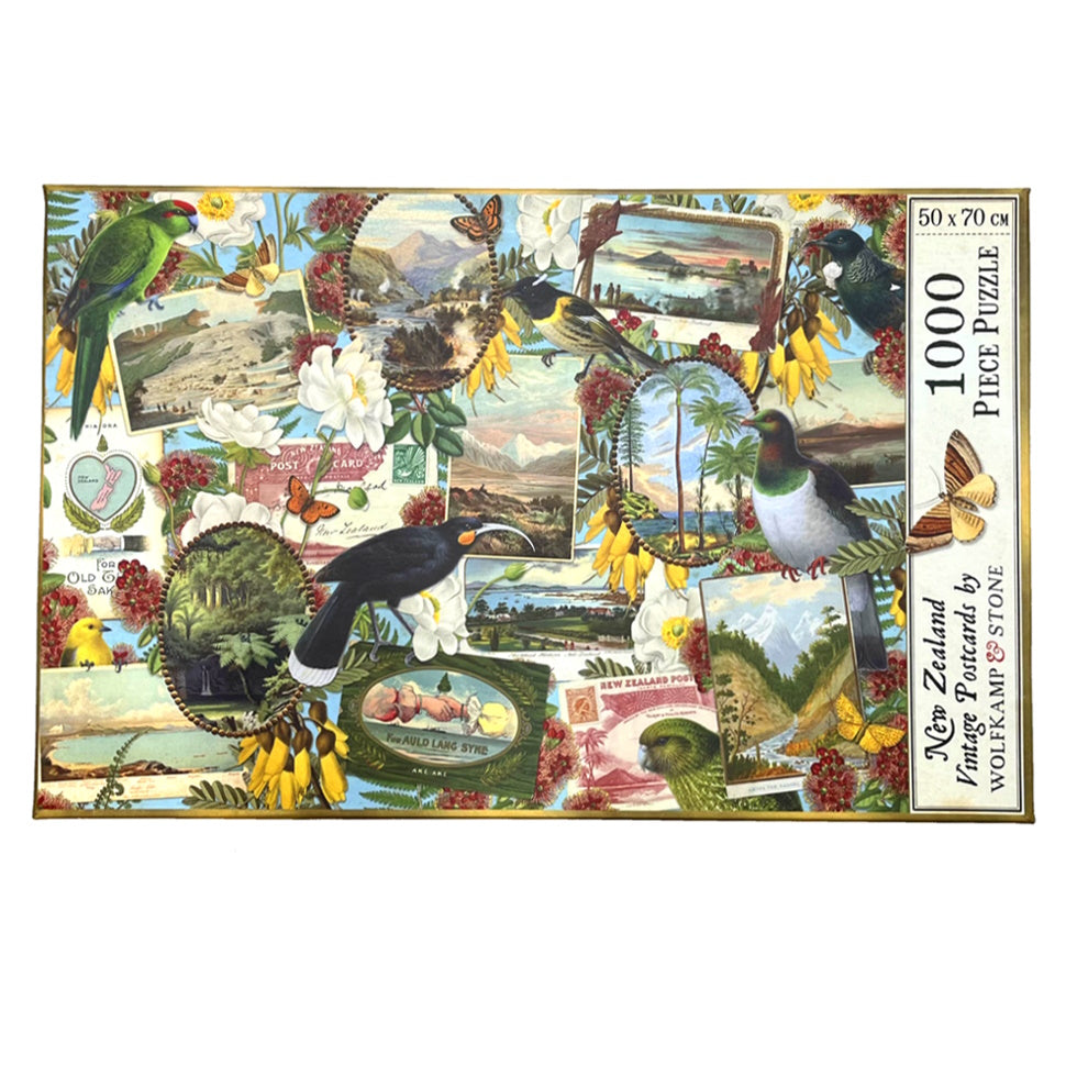 NZ Native Birds & Postcards 1000 Piece Jigsaw Puzzle