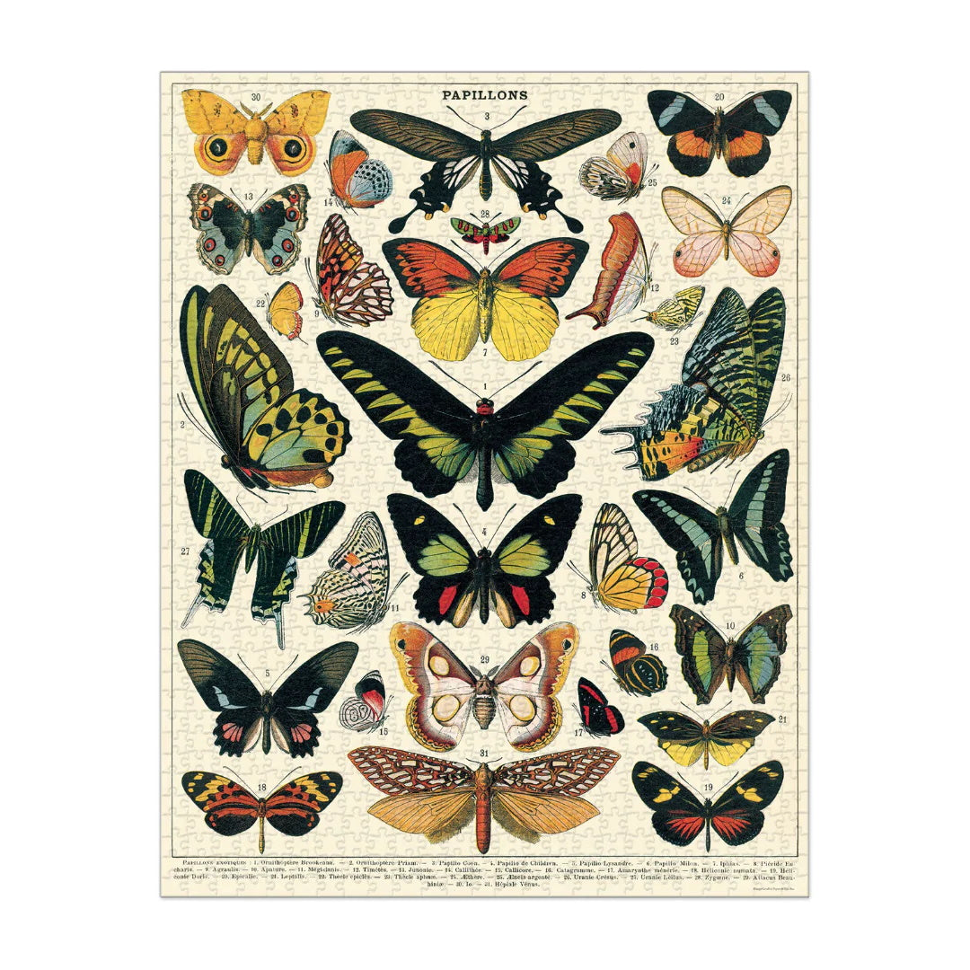 Cavallini Butterflies - 1000 Piece Jigsaw Puzzle