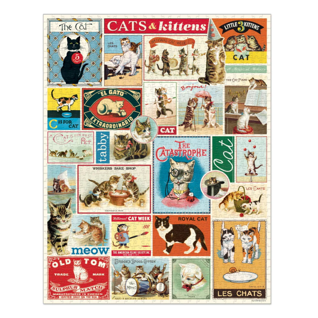 Cavallini Cats & Kittens - 1000 Piece Jigsaw Puzzle