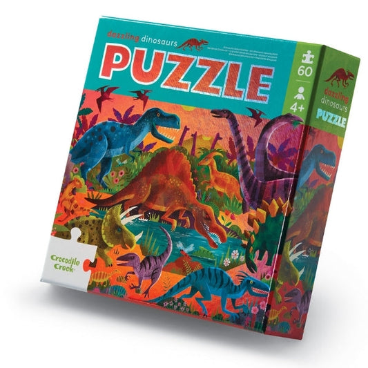 Crocodile Creek 60 Piece Foil Puzzle - Dazzling Dinosaurs