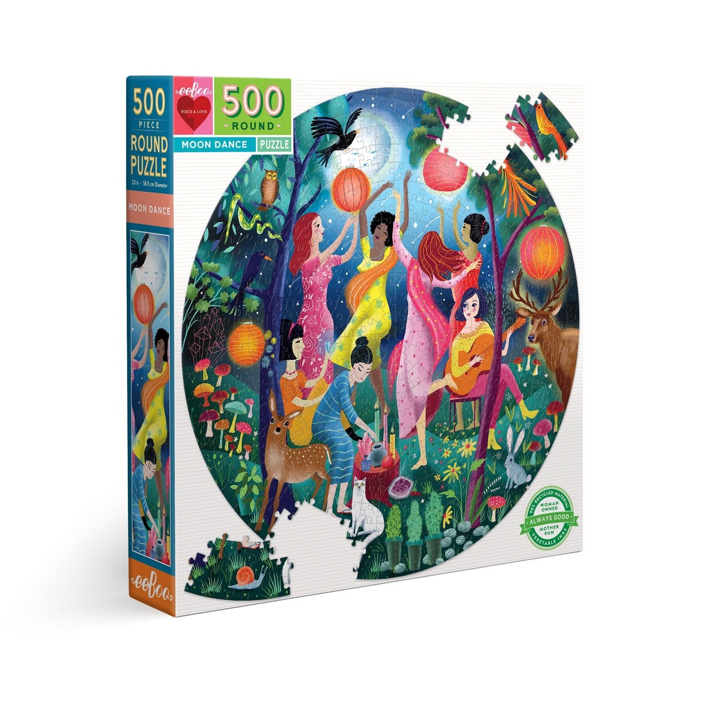 eeBoo Moon Dance 500 Piece Round Puzzle