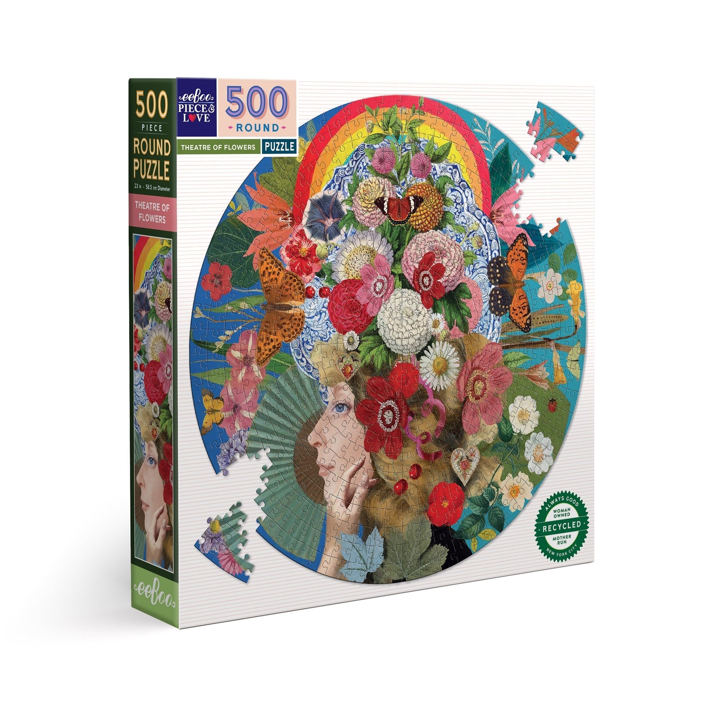 eeBoo Theatre of Flowers 500 Piece Round Puzzle