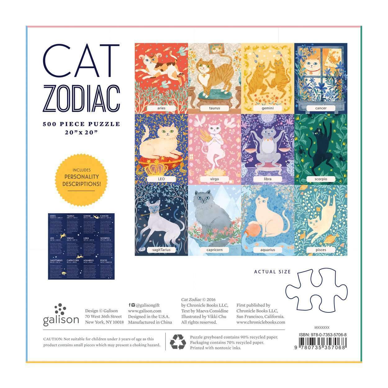 Galison 500 Piece Puzzle - Cat Zodiac