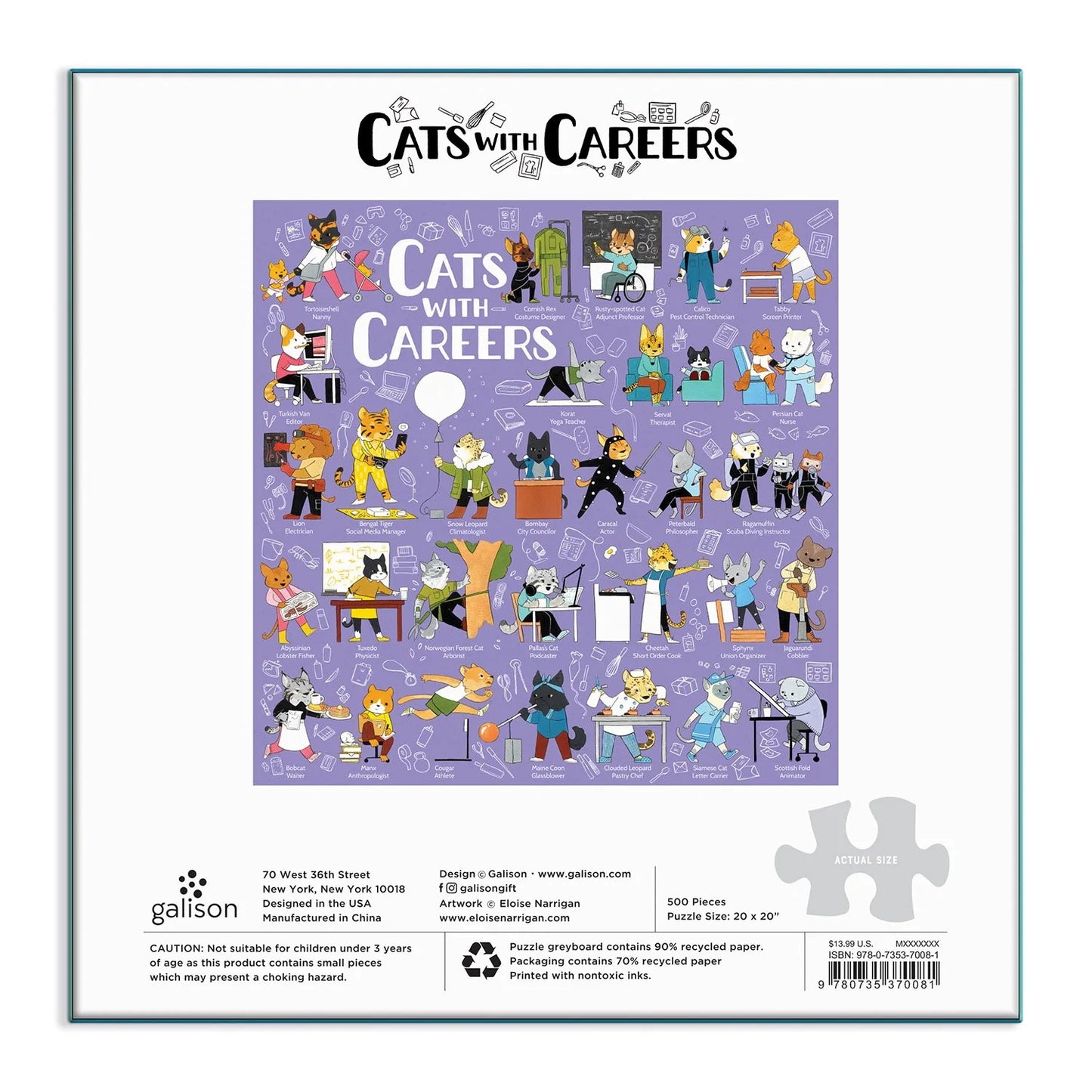 Cats with Careers 500 Piece Jigsaw Puzzle