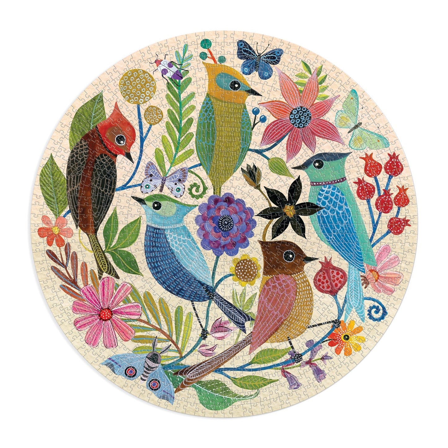 Galison 1000 Piece Round Puzzle - Circle of Avian Friends