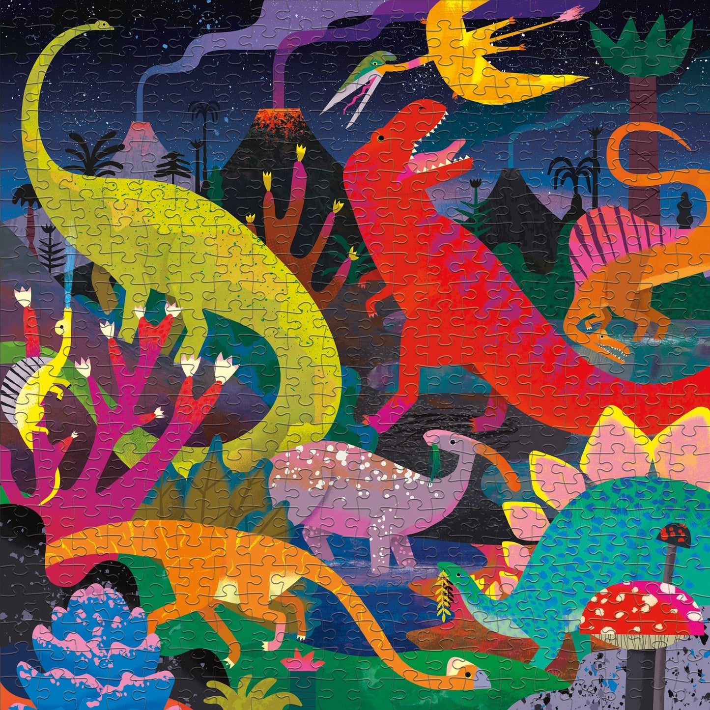 Dinosaurs Illuminated 500 Piece Glow in the Dark Family Puzzle