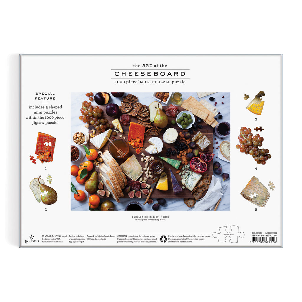 Art of the Cheeseboard 1000 Piece Multi-Puzzle Jigsaw Puzzle