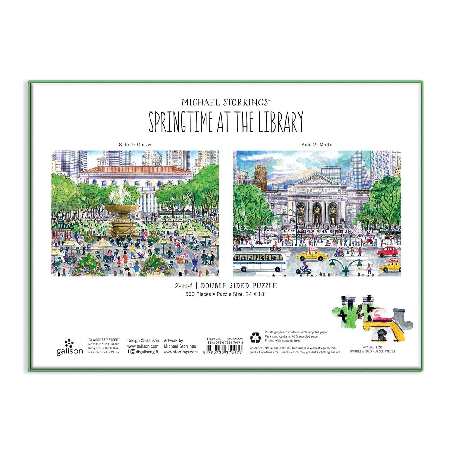 Michael Storrings Springtime at the Library Double-Sided 500 Piece Jigsaw Puzzle